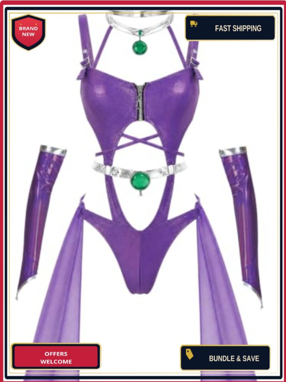 Anime Cosplay One Piece Swimsuit with Sarong Gloves Halter Lace Up Gothic